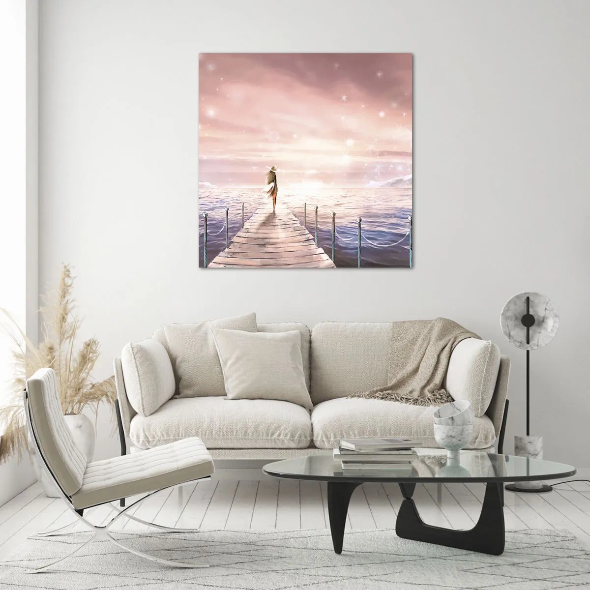 Glastavla - Bild på glas - I drömmens ljus - 70x70 cm