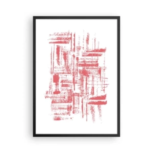 Affisch i svart ram - Röda geometriska linjer på en vit bakgrund - 50x70cm - Röd stad - Modern väggdekoration för vardagsrum och sovrum ARTTOR