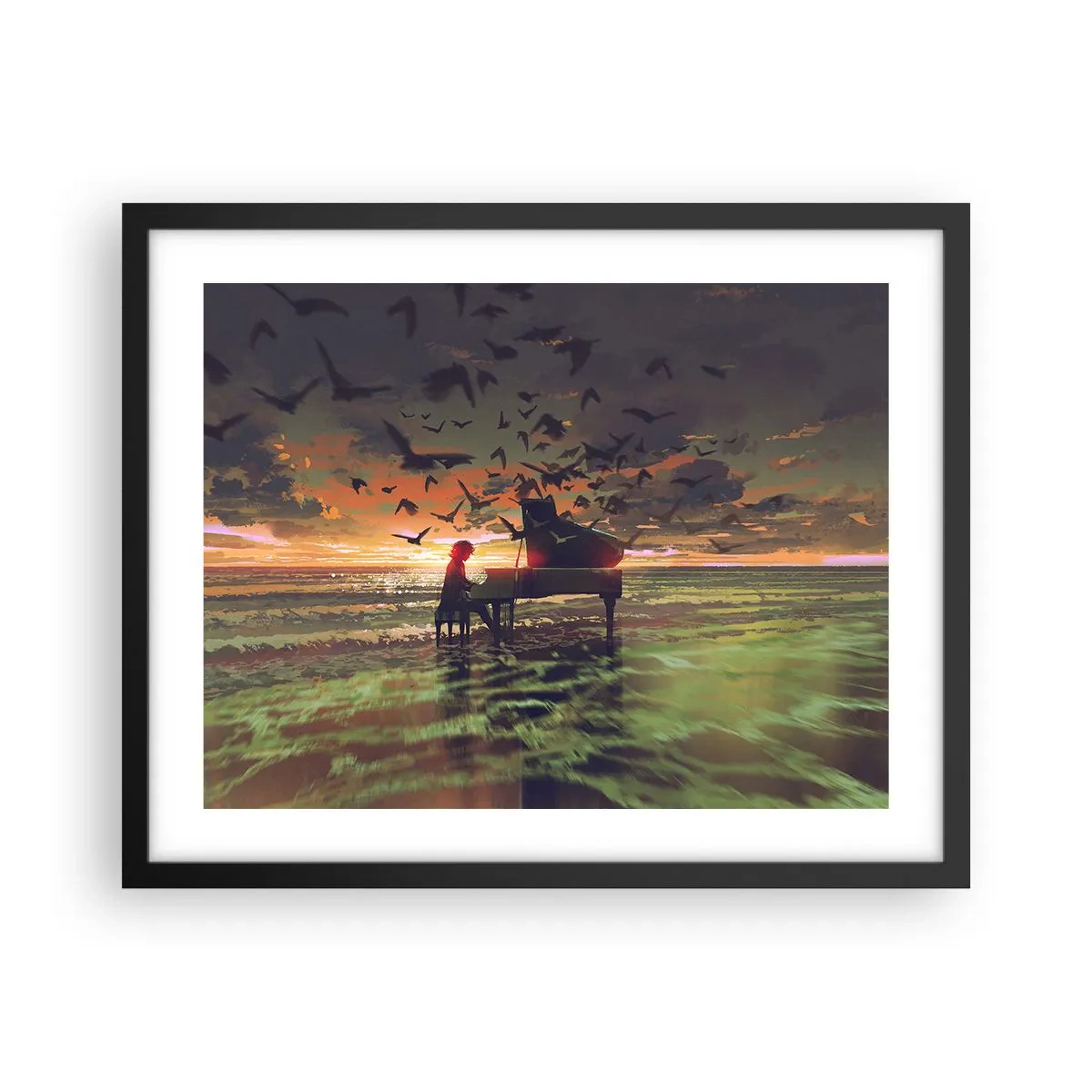 Affisch i svart ram - Konsert för piano och vågor - 50x40 cm