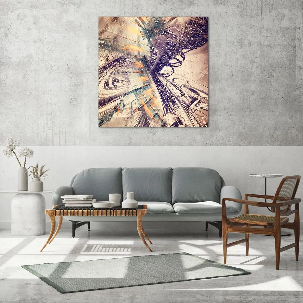 Glastavla - Bild på glas - Med hög fart - 70x70 cm