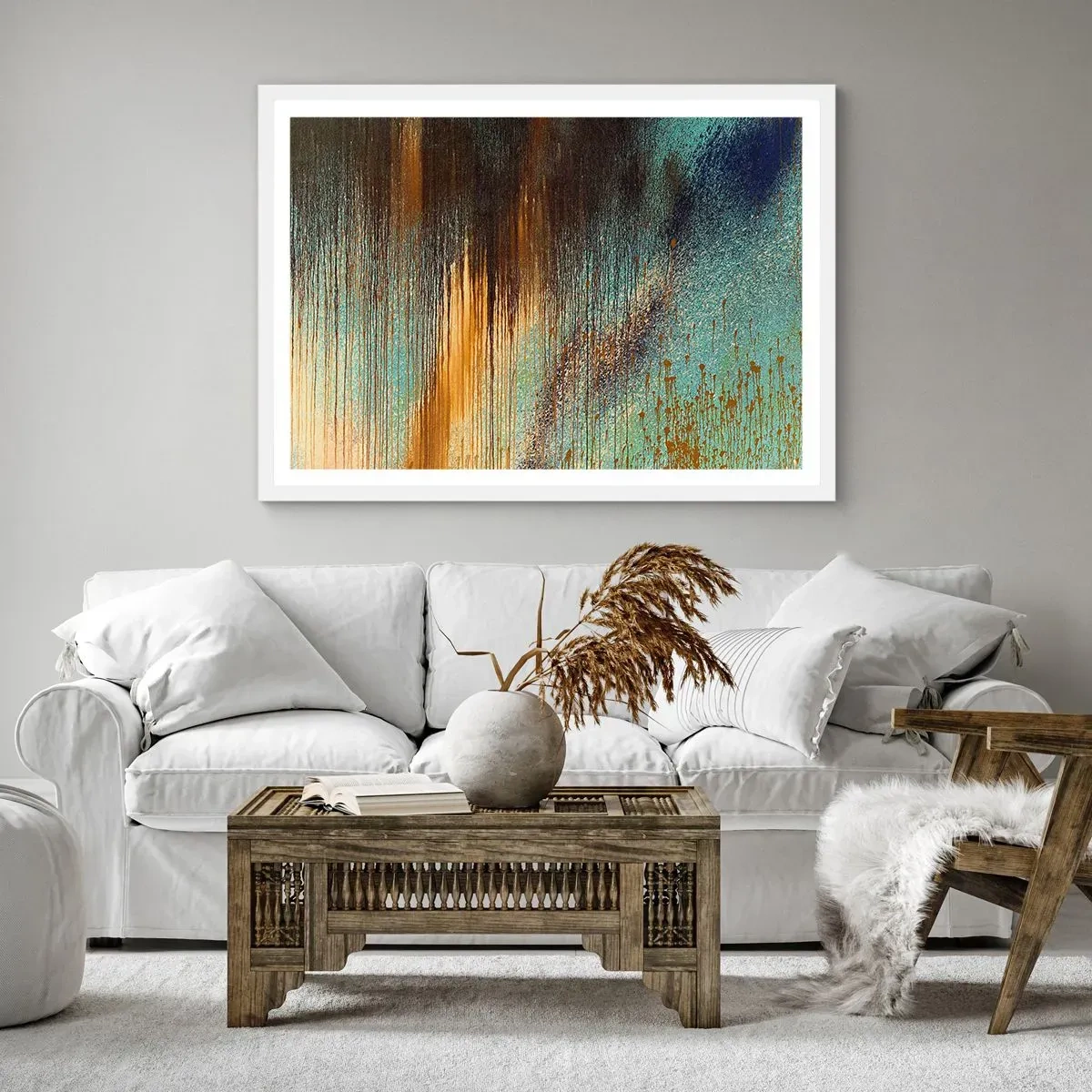 Affisch i vit ram - En oavsiktlig färgglad komposition - 100x70 cm