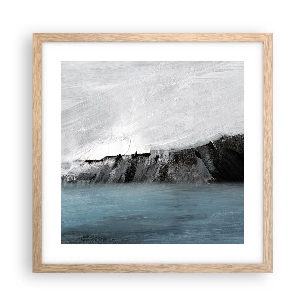 Affisch i ram av ljusek - Vatten - jord: en krock mellan elementen - 40x40 cm