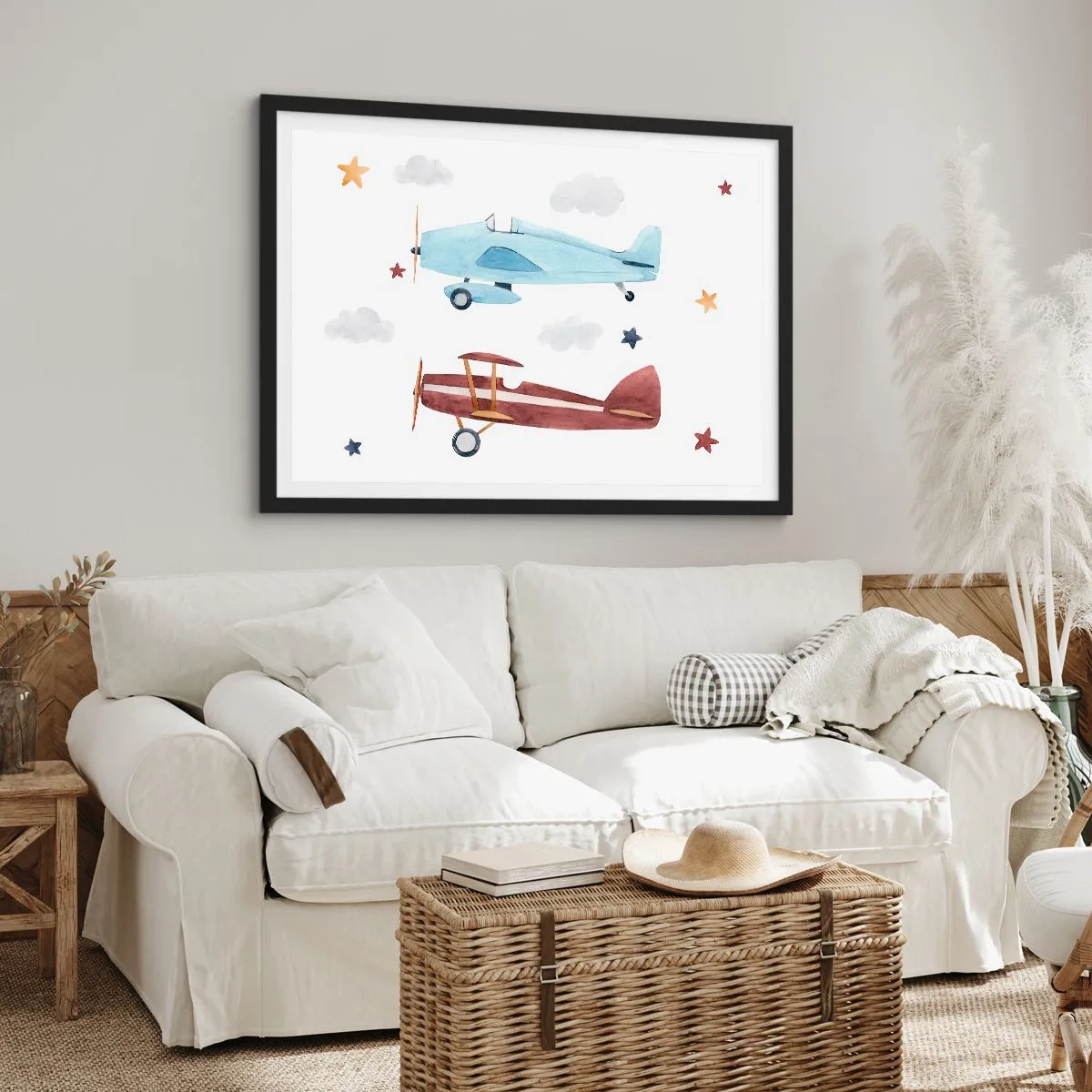 Affisch i svart ram - Herr pilot, vi väntar! - 100x70 cm