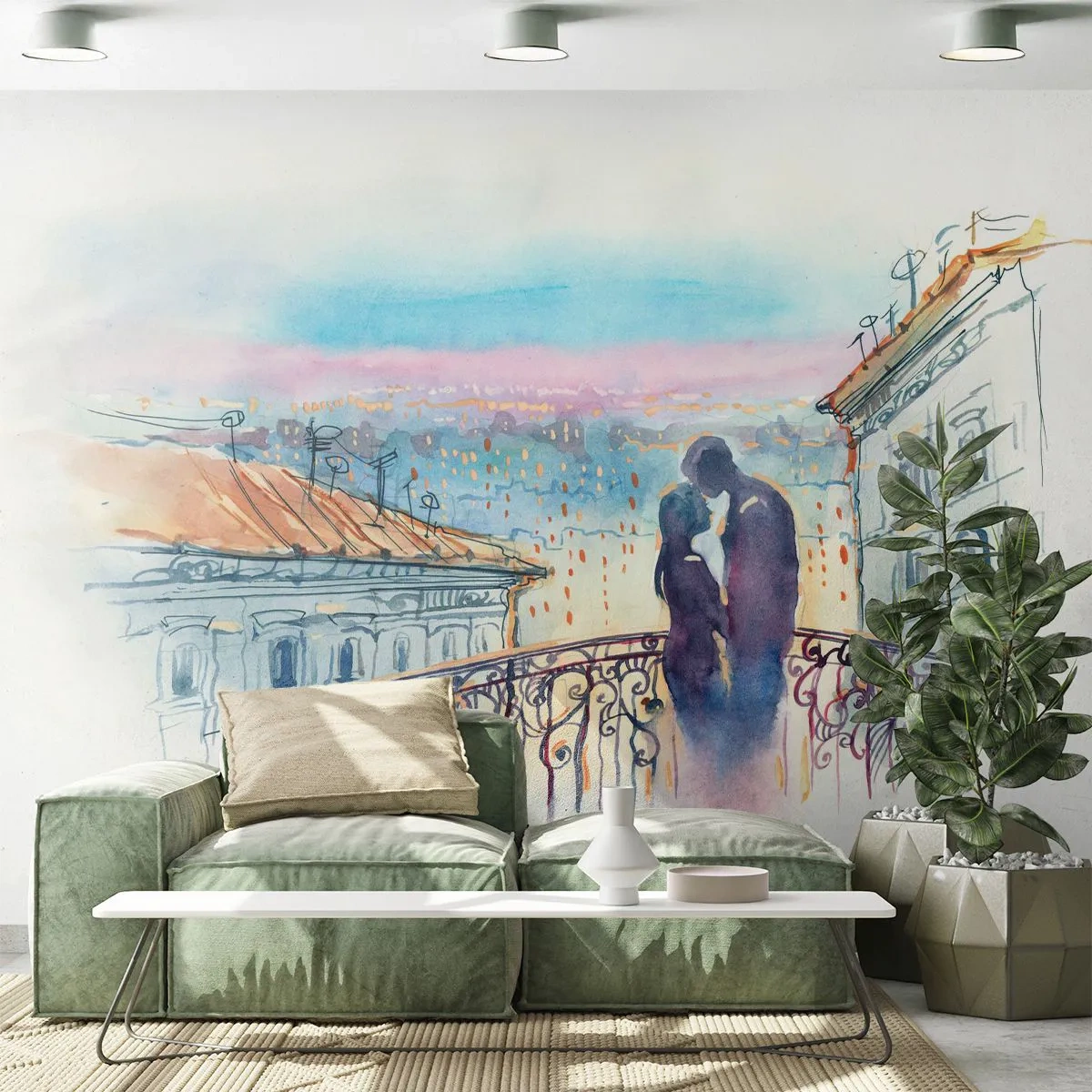 Självhäftande Fototapet Deluxe Sticker - Älskare i Paris - Arkitektur, Stad, Ett par älskare - 250x175 cm