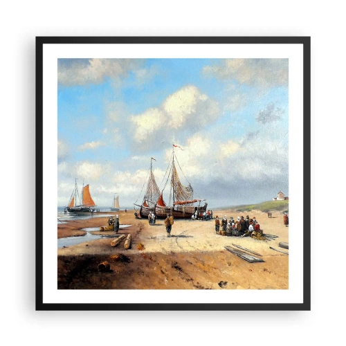 Affisch i svart ram - Efter en lyckad fångst - 60x60 cm