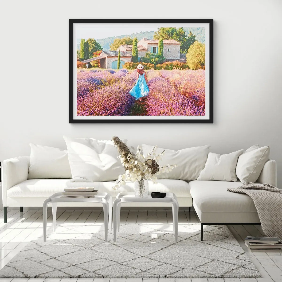 Affisch i svart ram - Lavendelflicka - 100x70 cm