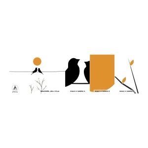 Fototapet Prov Standard Eco - Näktergalens kväll - Abstraktion, Fåglar, Grafik - 100x30 cm