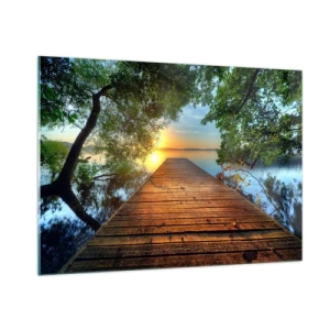 Glastavla - Bild på glas - Sakta ner, sätt dig - 100x70 cm