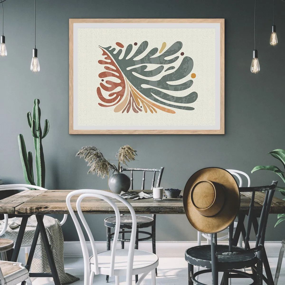 Affisch i ram av ljusek - Flerfärgat blad - 91x61 cm