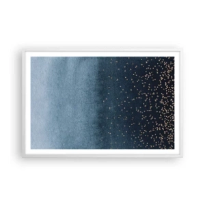 Affisch i vit ram - Komposition – blåa faser - 91x61 cm