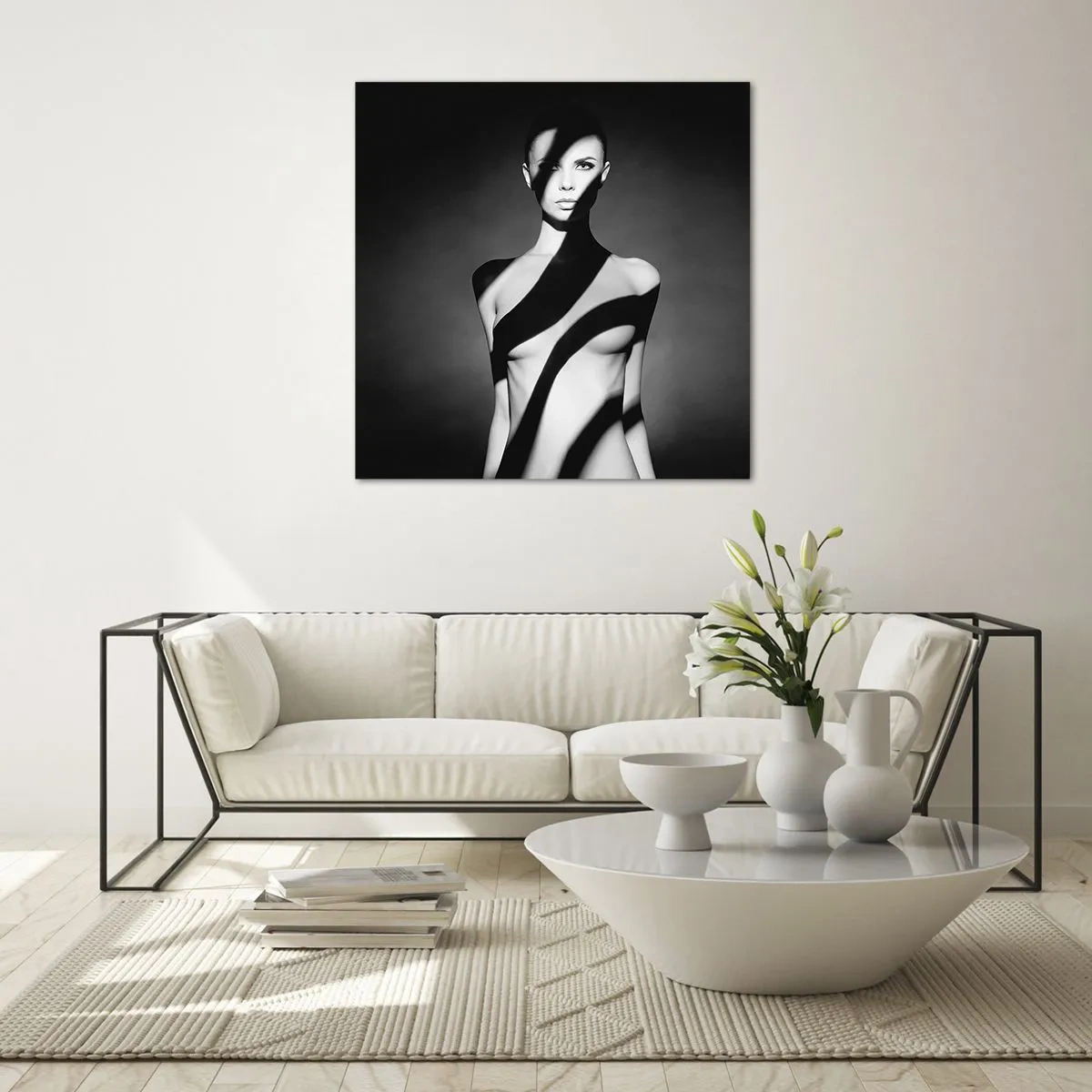 Glastavla - Bild på glas - I skenet och i skuggan - 60x60 cm