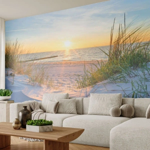 Fototapet Standard Eco - Havets brus, fågelsång, tom strand bland träden - Landskap, Hav, Sanddyner - 250x175 cm