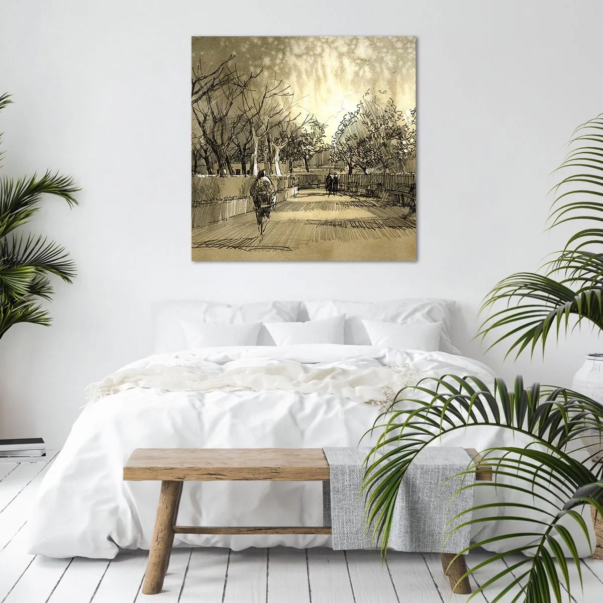 Canvastavla - Bild på duk - En stund fångad med penna - 60x60 cm