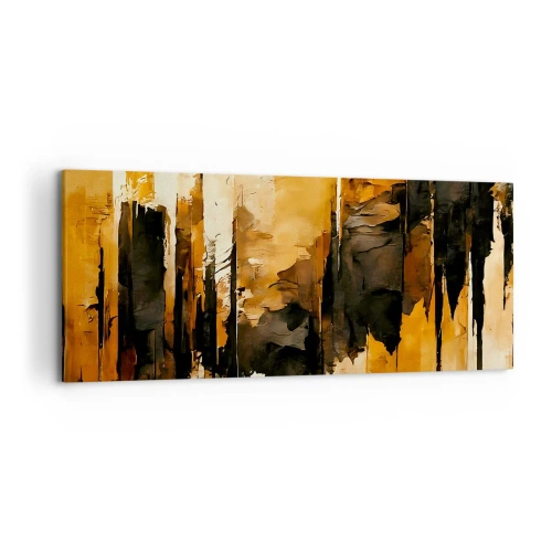 Canvastavla - Bild på duk - Harmoni av svart och guld - 120x50 cm