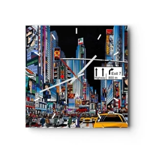 Väggklocka - Klocka på glas - En natt som i serierna - 30x30 cm