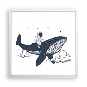 Affisch i vit ram - Rymdäventyr - 50x50 cm