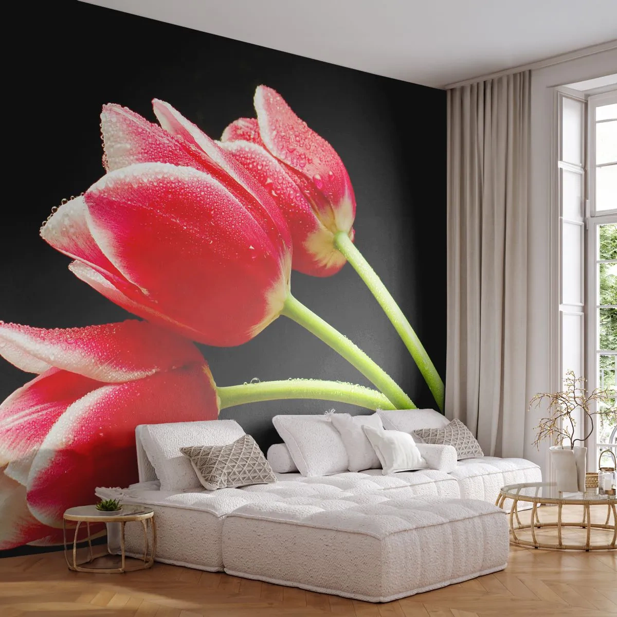 Fototapet Premium Sand - Ett löfte om en ren kärlek - Blommor, Tulpaner, Natur - 100x70 cm