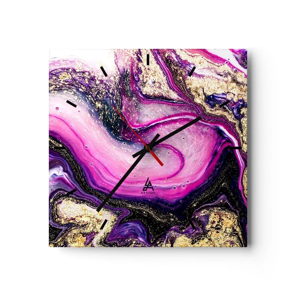 Väggklocka - Klocka på glas - En stund bakom kulisserna - 30x30 cm
