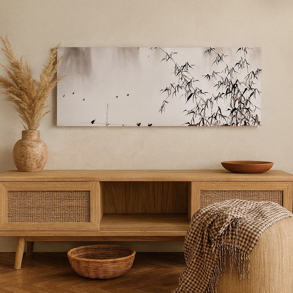 Canvastavla - Bild på duk - Risfältens tystnad - 30x30 cm