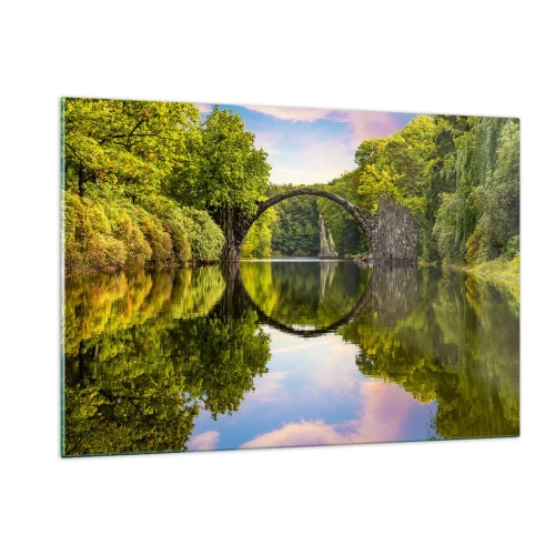 Glastavla - Bild på glas - På skarven mellan två världar - 120x80 cm