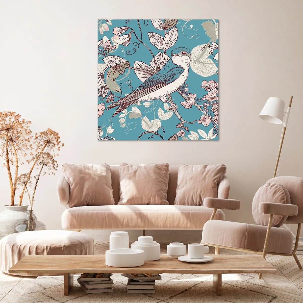 Canvastavla - Bild på duk - Japansk svala - 70x70 cm