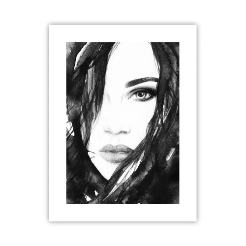 Affisch - En damportätt i svart och vit - 30x40 cm