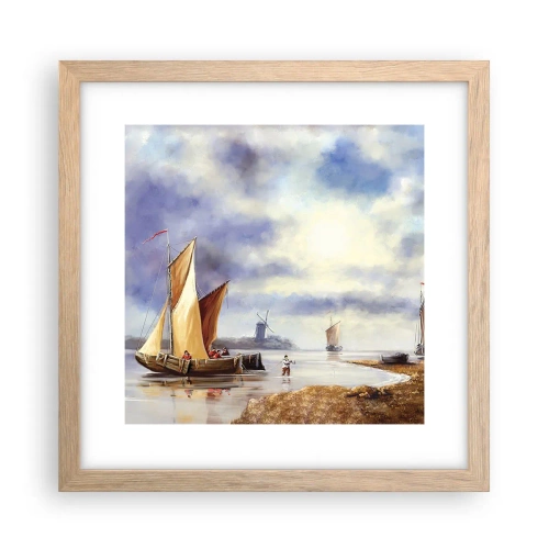 Affisch i ram av ljusek - Seglarnas hemkomst - 30x30 cm