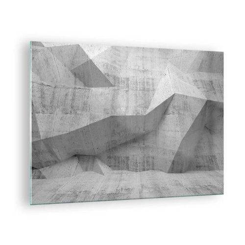 Glastavla - Bild på glas - Geometrisk betongstruktur i grå nyanser - 70x50cm - En riktig utmaning - Modern väggdekoration för vardagsrum och sovrum ARTTOR