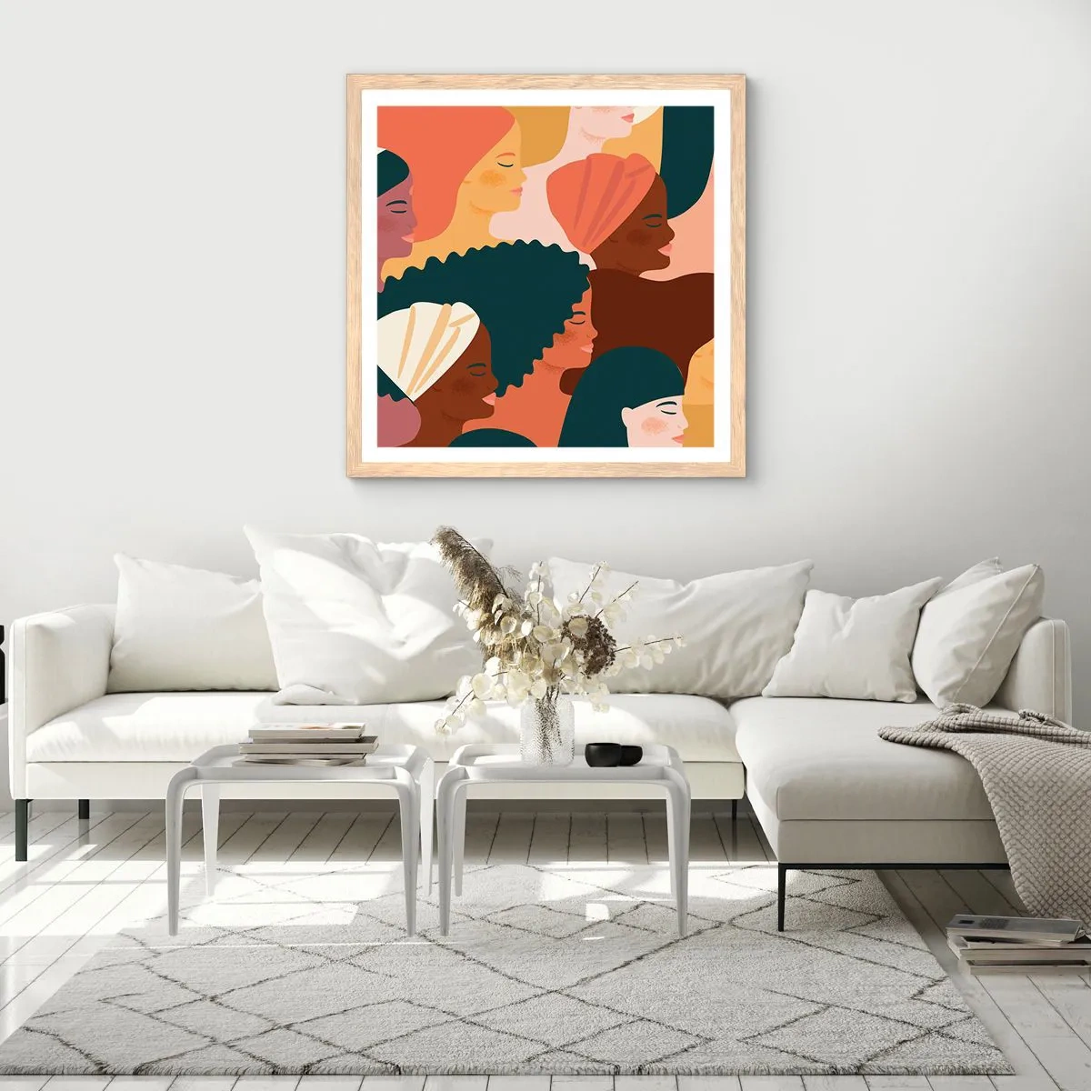 Affisch i ram av ljusek - Endast kvinnlighet - 50x50 cm