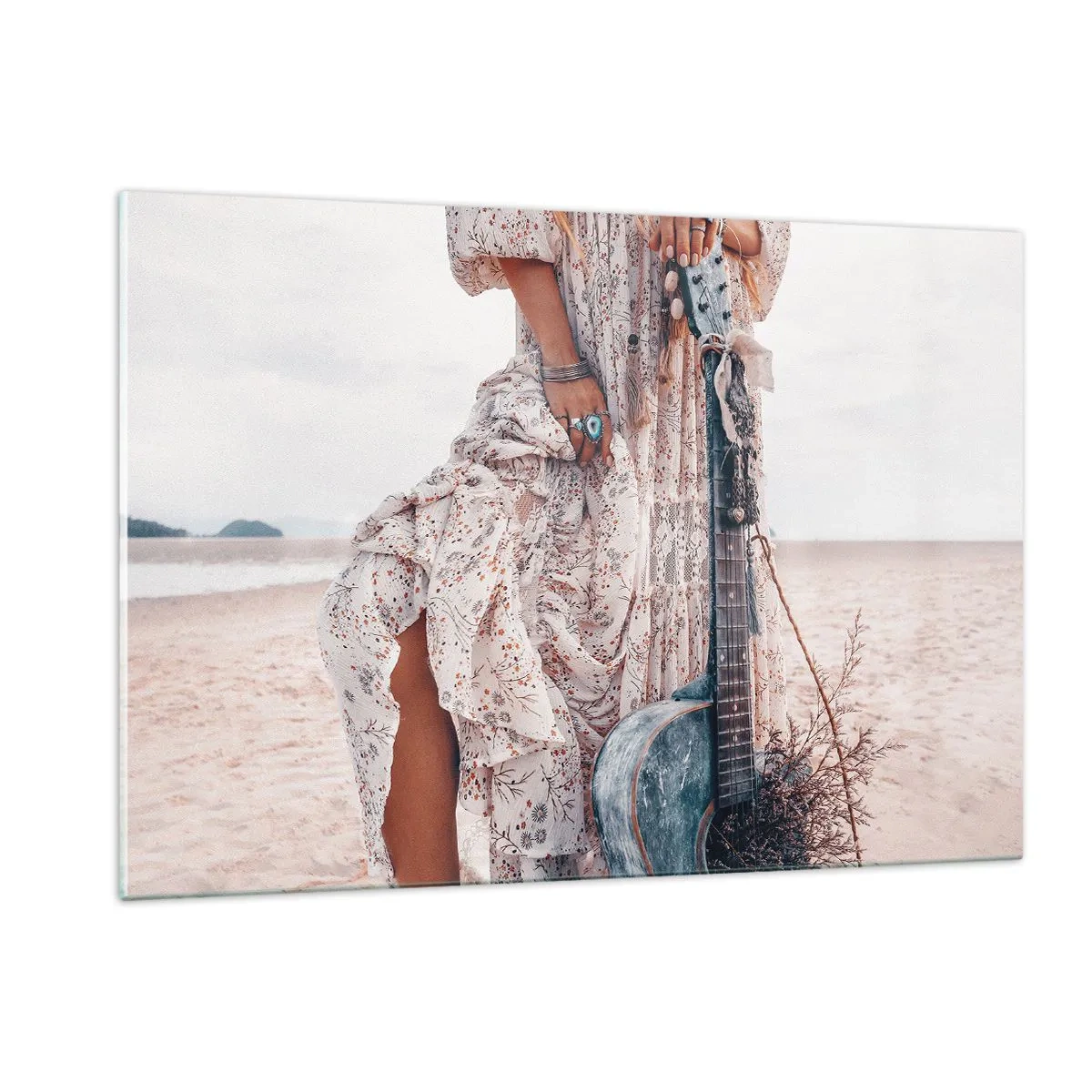 Glastavla - Bild på glas - Flower power på väg - 120x80 cm