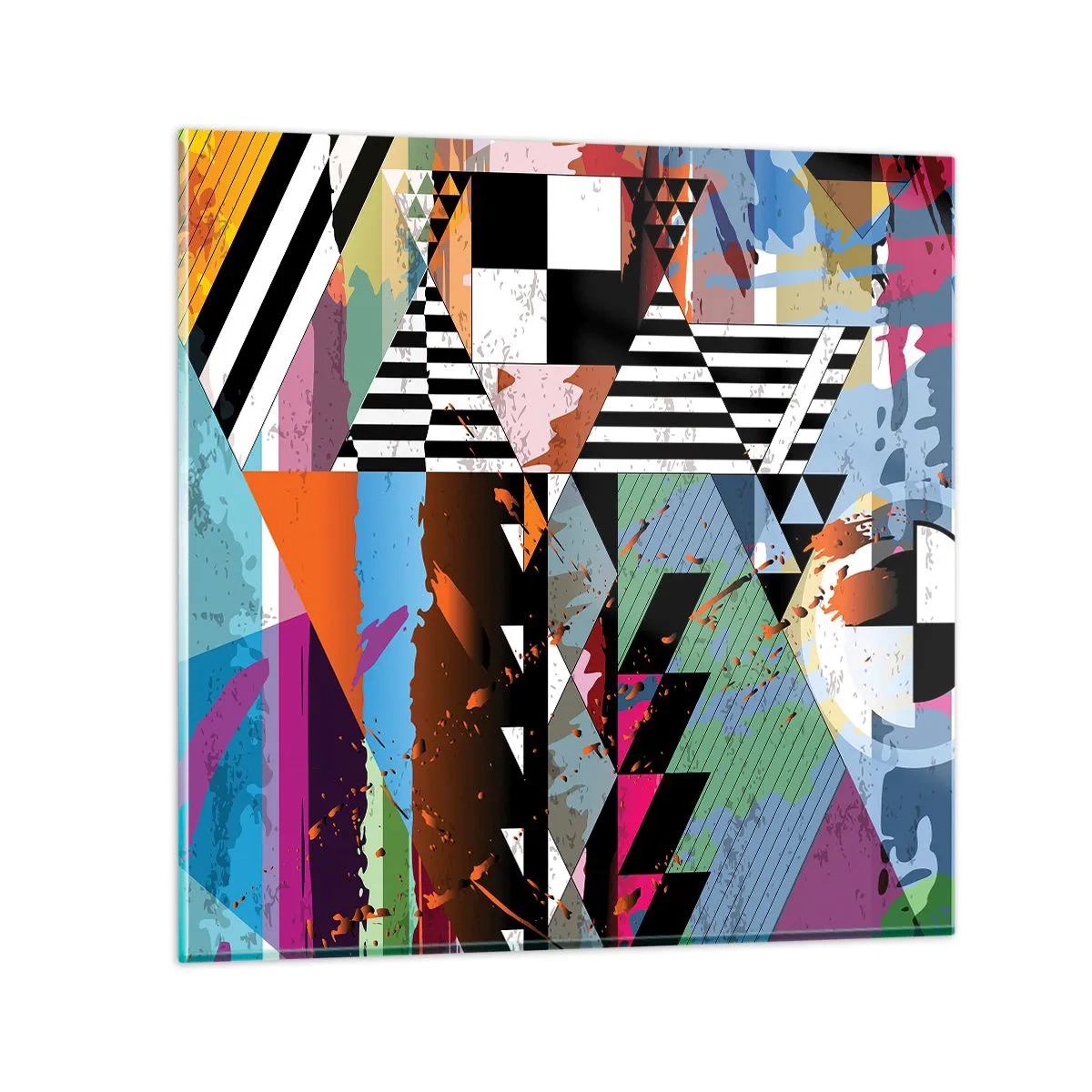 Glastavla - Bild på glas - Geometriskt och organiskt - 60x60 cm