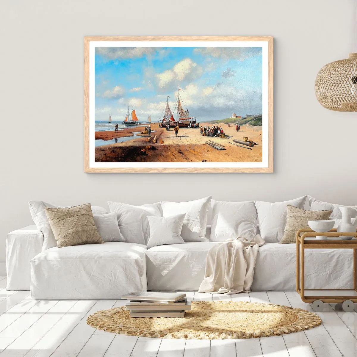 Affisch i ram av ljusek - Efter en lyckad fångst - 100x70 cm