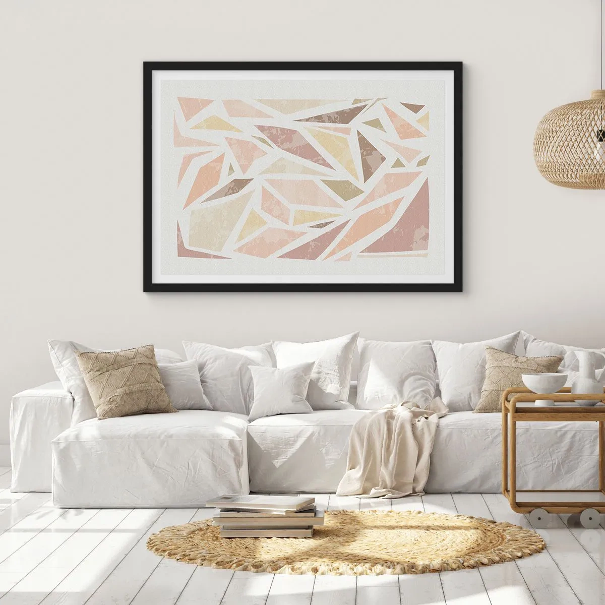 Affisch i svart ram - Komposition av färgat glas - 70x50 cm