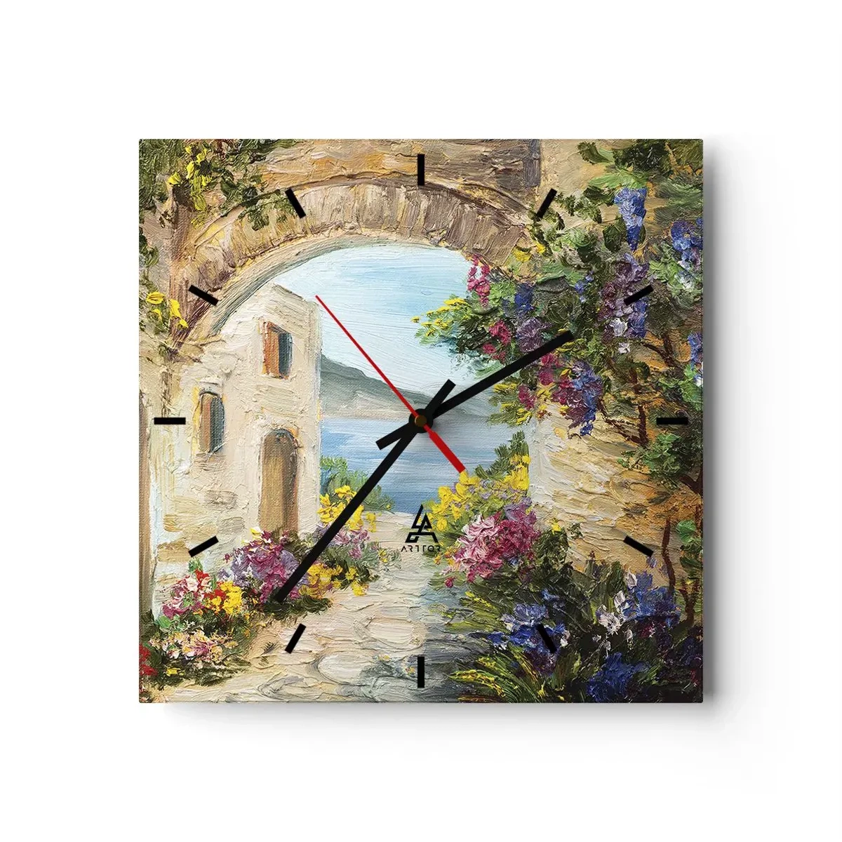Väggklocka - Klocka på glas - Kustprovinsens charm - 30x30 cm