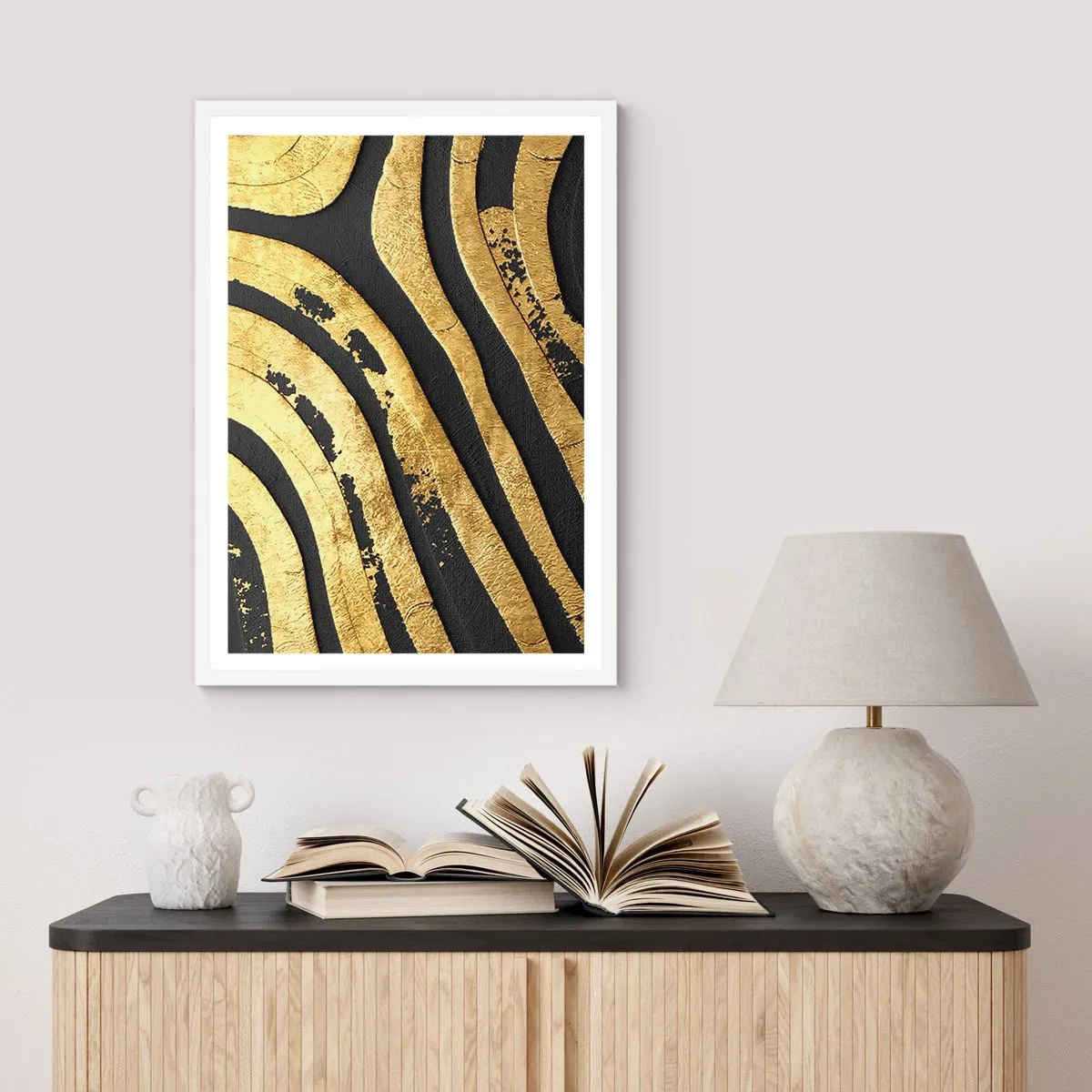 Affisch i vit ram - Allt flyter - 50x70 cm