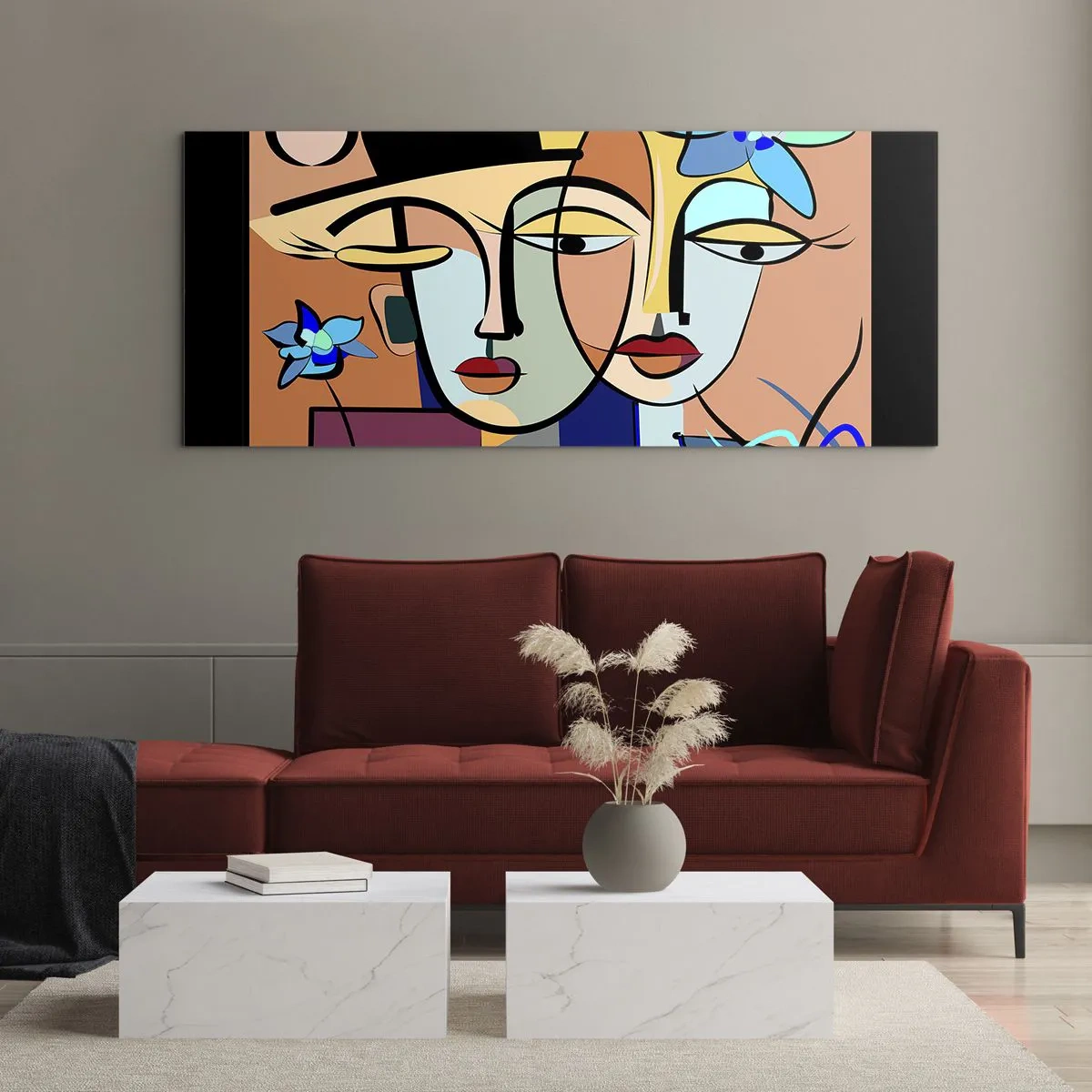 Glastavla - Bild på glas - Picassos randez vous - 100x40 cm