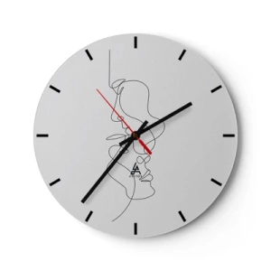 Väggklocka - Klocka på glas - Minimalistiska ansiktskonturer i svarta linjer mot vit bakgrund - 30x30cm - Sentimentala lustens glöd - Modern väggdekoration för vardagsrum, kök och sovrum ARTTOR
