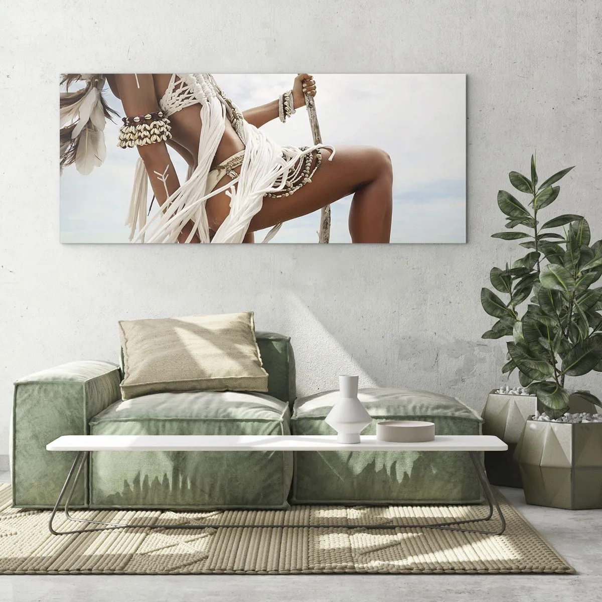 Glastavla - Bild på glas - Solens prästinna - 140x50 cm