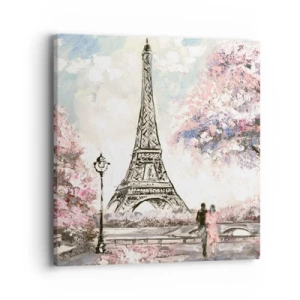 Canvastavla - Bild på duk - Aprilpromenad i Paris - 40x40 cm