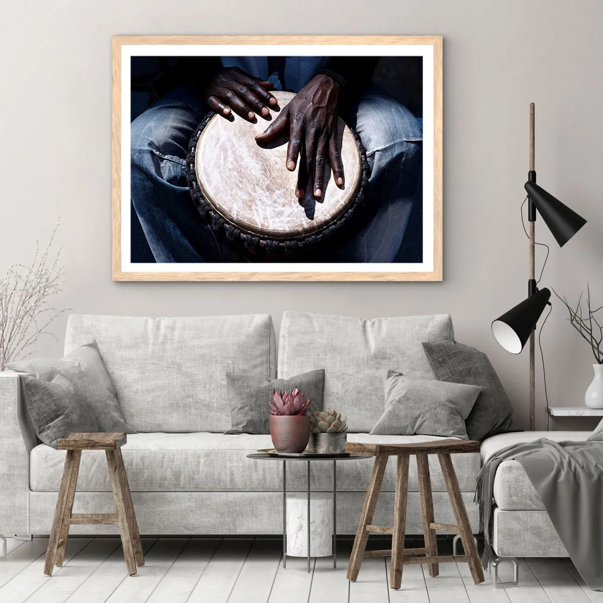 Affisch i ram av ljusek - Lev efter din rytm - 70x50 cm