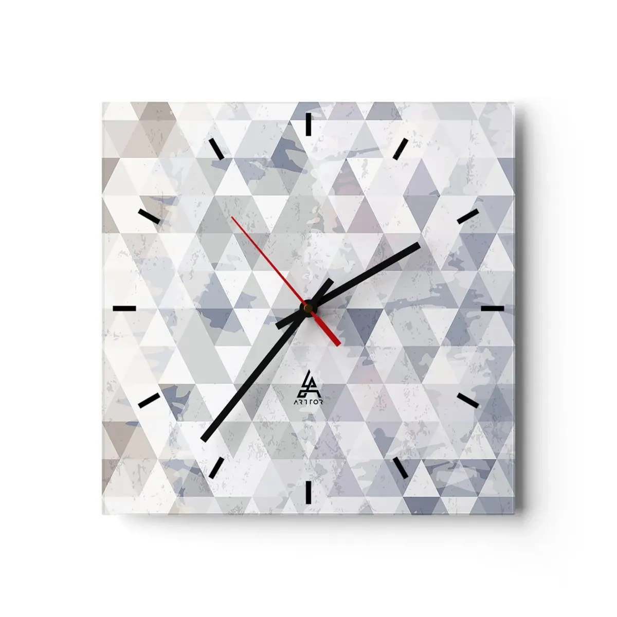 Väggklocka - Klocka på glas - Trianglar - 30x30 cm
