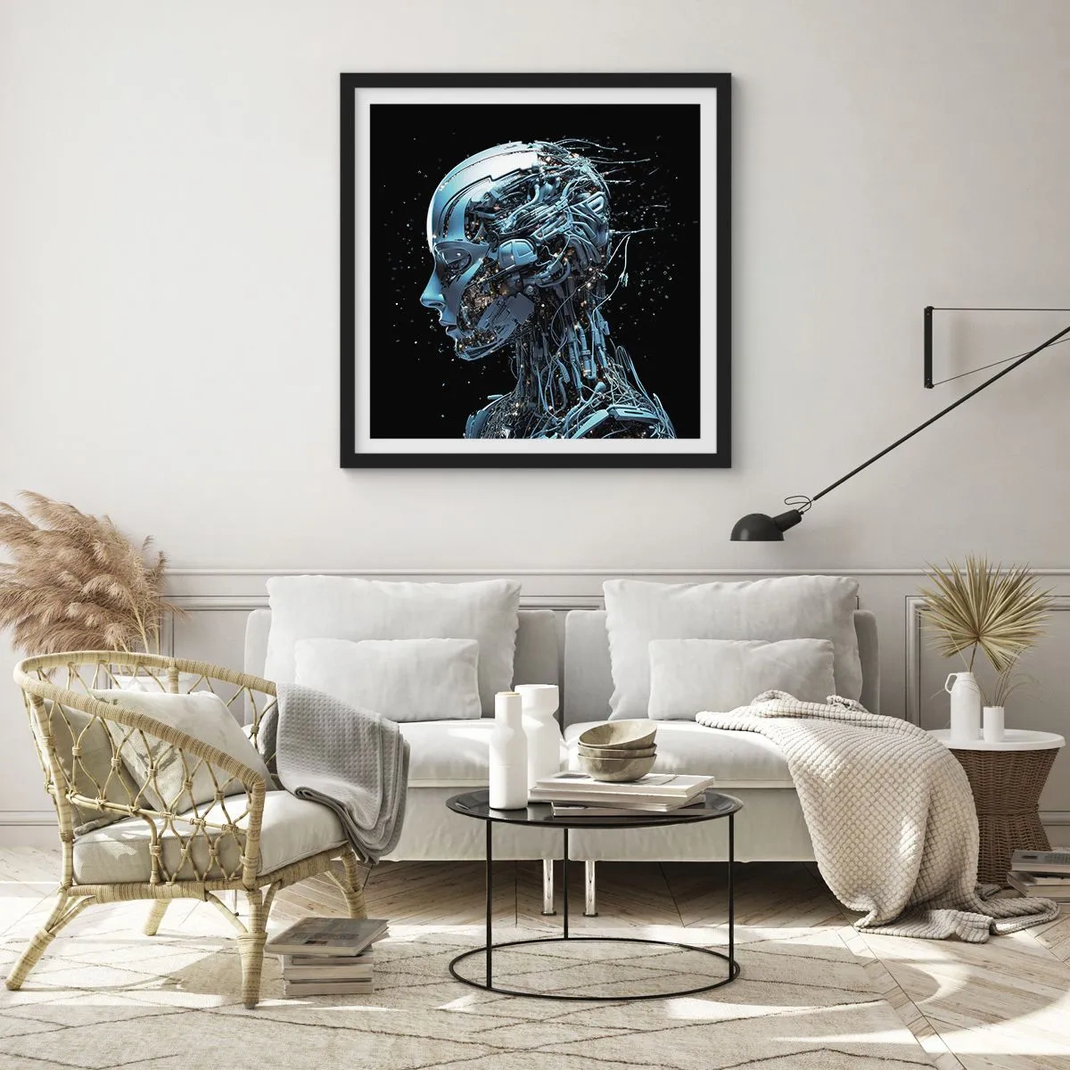 Affisch i svart ram - Teknik är en kvinna - 40x40 cm