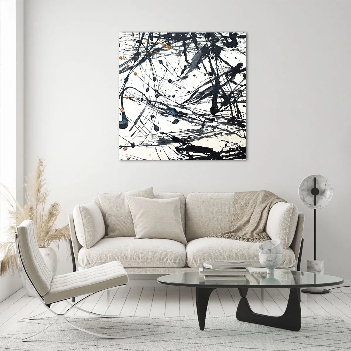 Glastavla - Bild på glas - Expressionistisk abstraktion - 40x40 cm