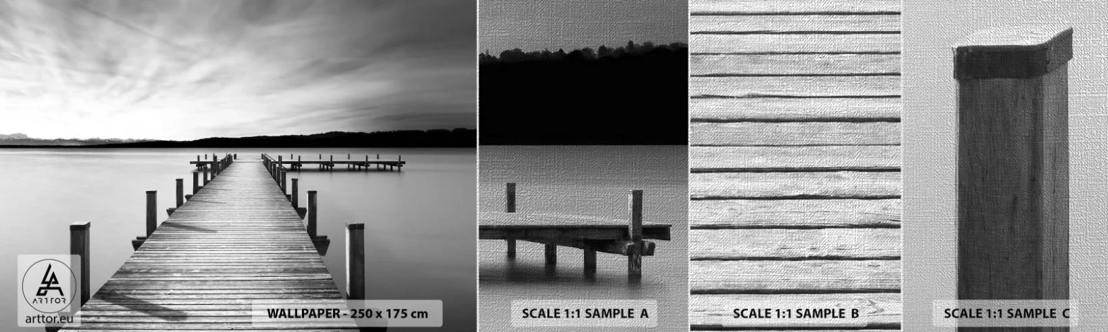 Provbit av fototapet Premium Canvas - Vattnet - lugnet - Landskap, Sjö, Träbro - 100x30 cm