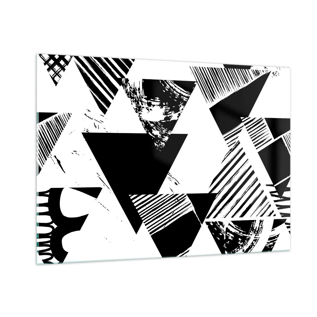 Glastavla - Bild på glas - Det regnar trianglar - 100x70 cm