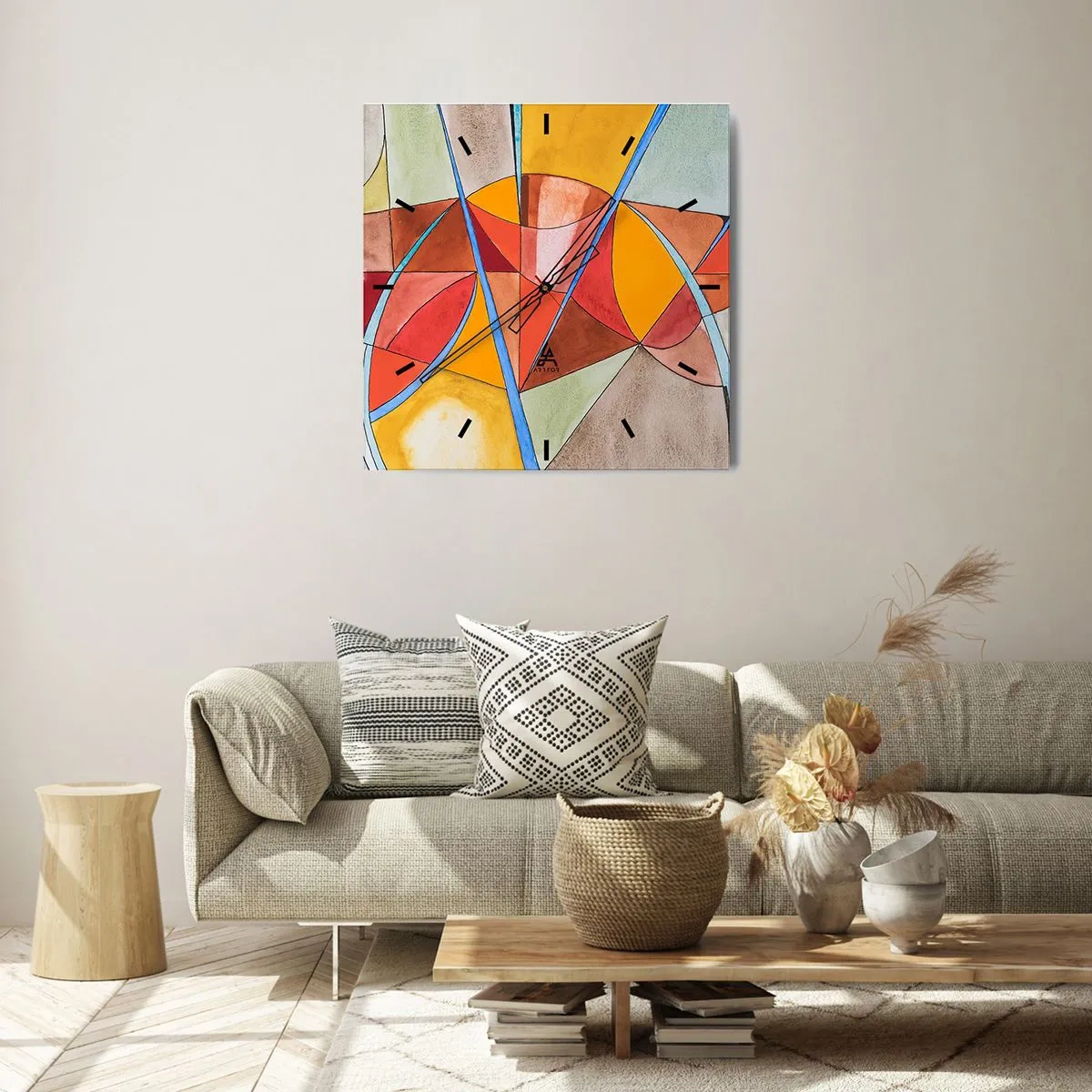 Väggklocka - Klocka på glas - Karusell, drömmarnas karusell - 40x40 cm