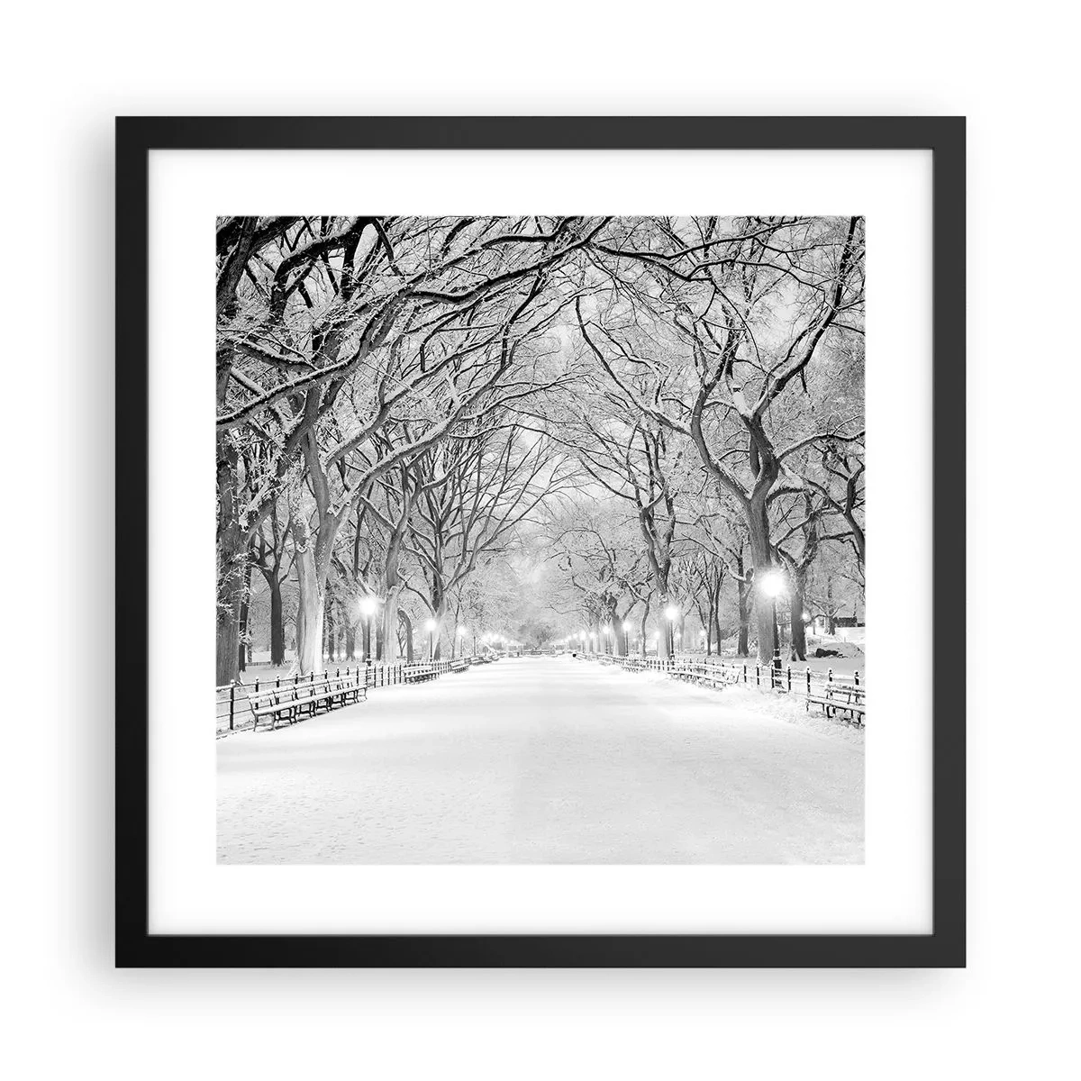 Affisch i svart ram - De fyra årstiderna - vinter - 40x40 cm
