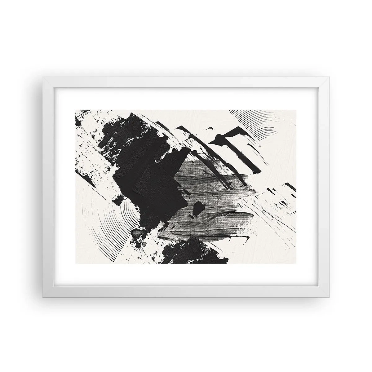 Affisch i vit ram - Abstraktion - uttrycket av svart - 40x30 cm