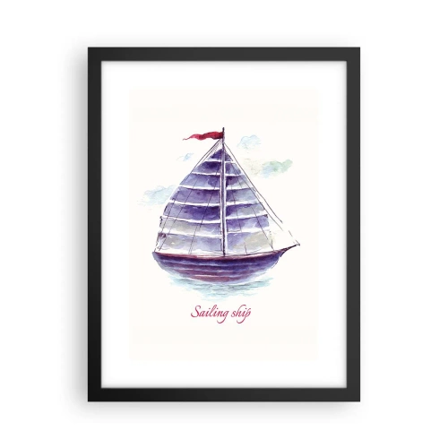 Affisch i svart ram - Fulla seglar och lugnt vatten - 30x40 cm