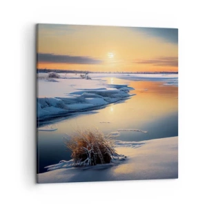 Canvastavla - Bild på duk - Vintersolnedgång - 50x50 cm
